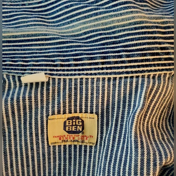 Vintage BIG BEN Denim Work Striped Coveralls USA 42 Long Railroad Carpenter 1 Pc - Picture 8 of 12